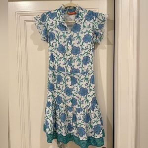 Oliphant Ruffle Collar Button Mini, Poppy Blue xs